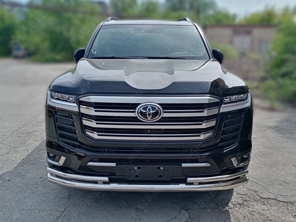 Защита переднего бампера d-76+43 двойная для автомобиля Toyota Land Cruiser 300 2021-наст.вр. арт. LCN300_4.1, Технотек