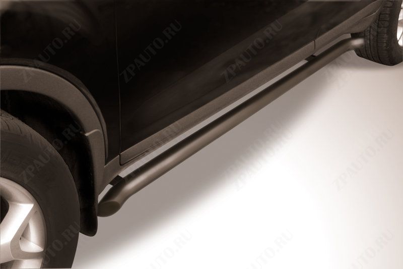 Защита порогов d57 с гибами черная Ford Kuga (2008-2013) , Slitkoff, арт. FKG009B