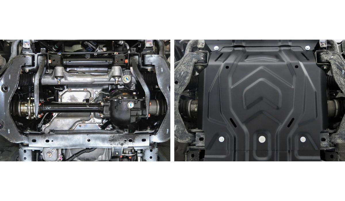 Защита картера АвтоБроня для Mitsubishi Pajero Sport III (V - 2.4D; 3.0) 2016-2021 2021-н.в., штампованная, сталь 1.8 мм, с крепежом, 111.04041.2