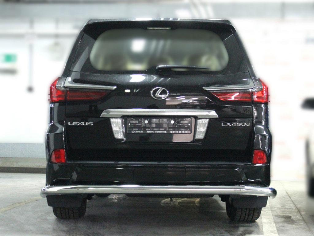Защита заднего бампера полноразмерная d76 на Lexus LX 570 2015 (Лексус LX 570 2015), Технотек LX15_3.2