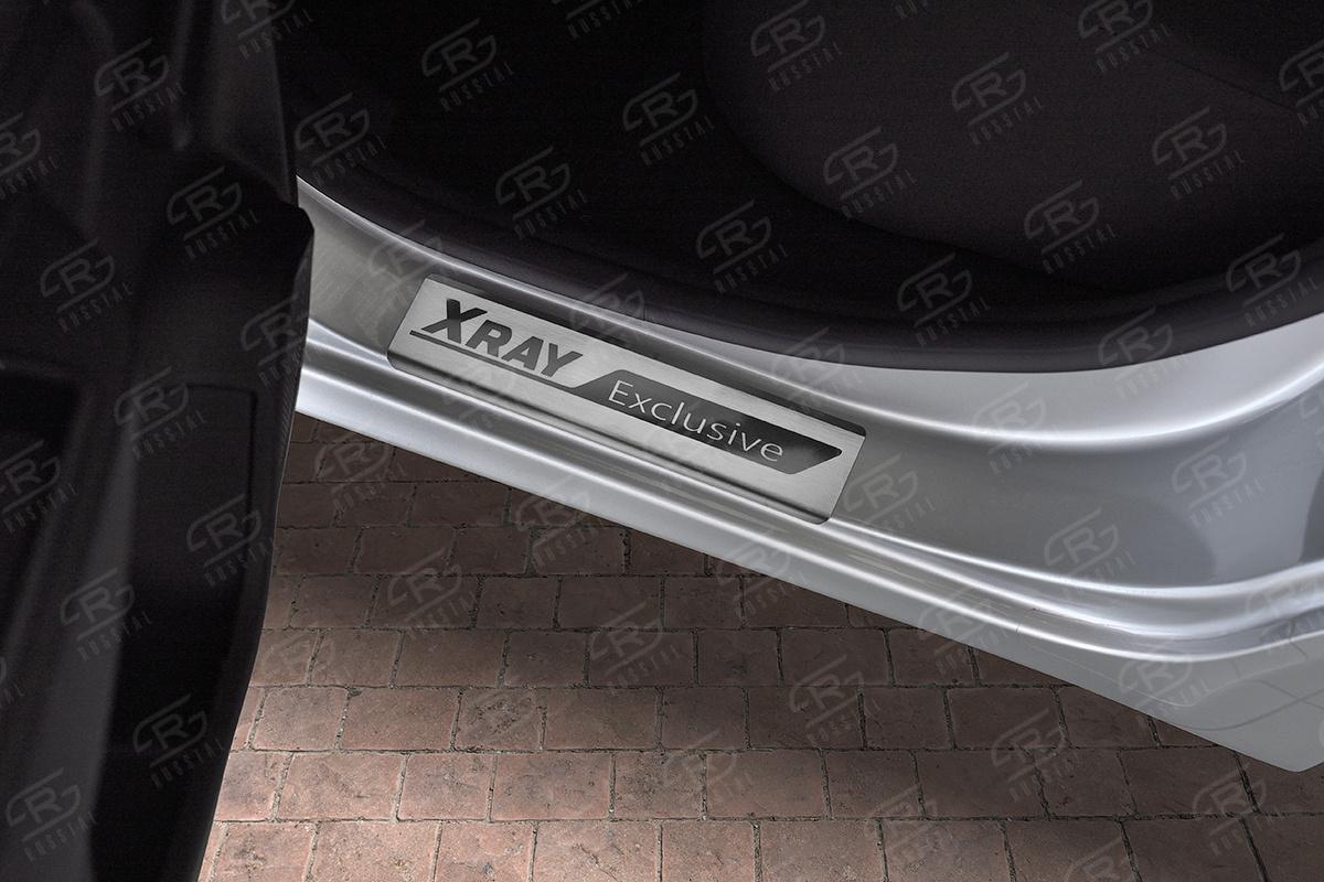 Накладки на пороги RUSSTAL (нерж., шлиф., надпись) LDXRYE17-03 для автомобиля LADA (ВАЗ) XRAY 2015-, Slitkoff
