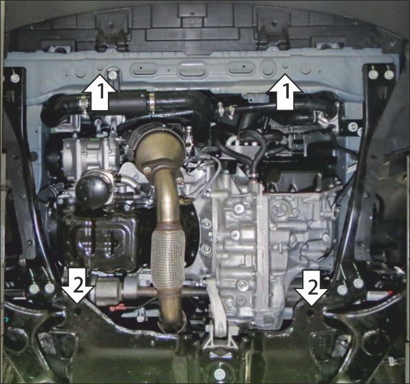 Защита стальная Мотодор (Двигатель, Коробка переключения передач), 2 мм,  для Changan Cs75 Plus  2023- арт. 77211