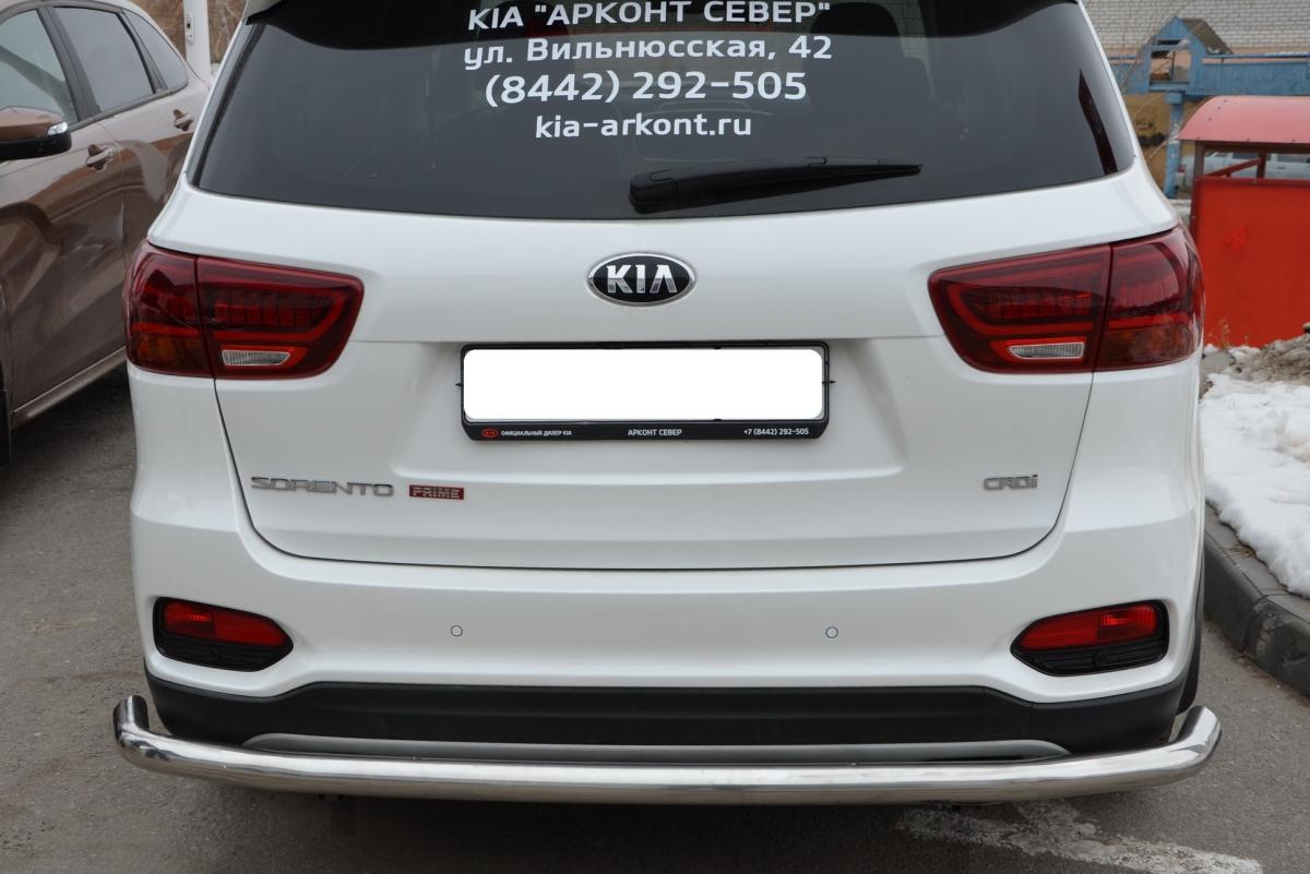 Защита заднего бампера угловая большая для автомобиля KIA Sorento Prime 2015 арт. KSR.15.21-1