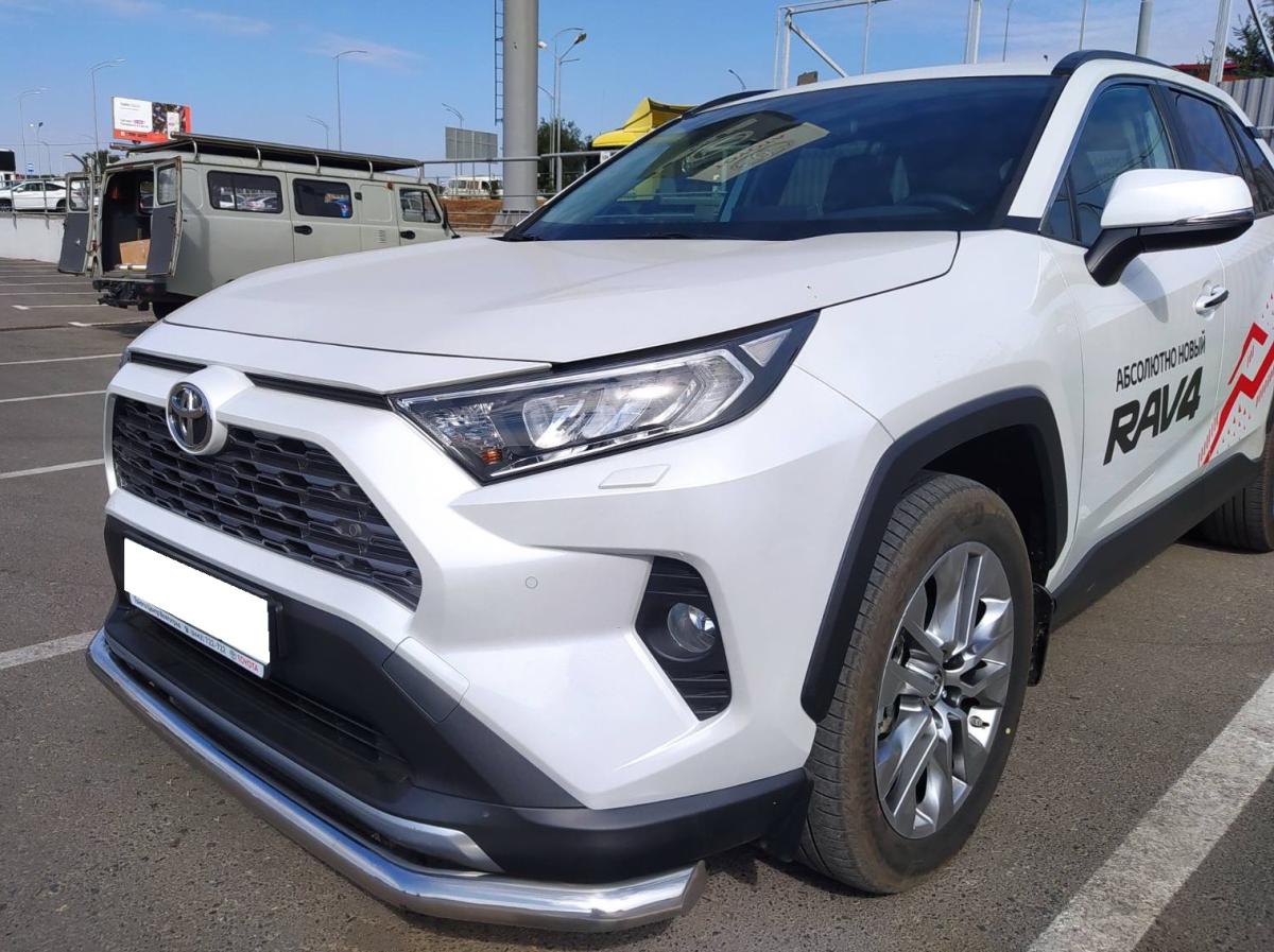 Защита переднего бампера с двумя подгибами для автомобиля Toyota RAV4 арт. TRAV.19.02-1