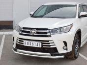 Защита переднего бампера d63/75х42 на Toyota Highlander 2016, Руссталь THRZ-002617