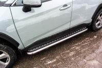 Защита порогов d57 с листом Toyota Rav-4 (2018-2023) , Slitkoff, арт. TR419-004