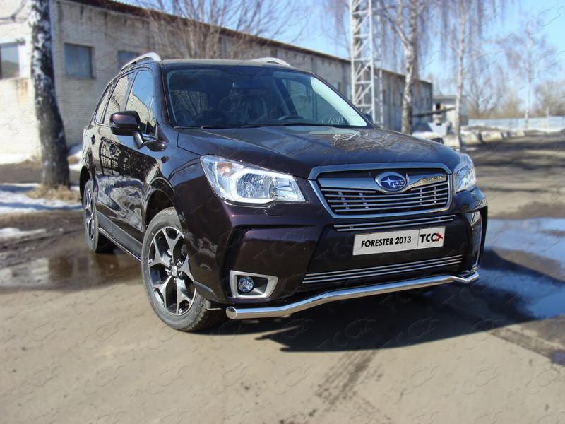Решетка радиатора верхняя 12 мм для Subaru Forester 2013 (Субару Форестер 2013), ТСС SUBFOR13-12, TCC Тюнинг