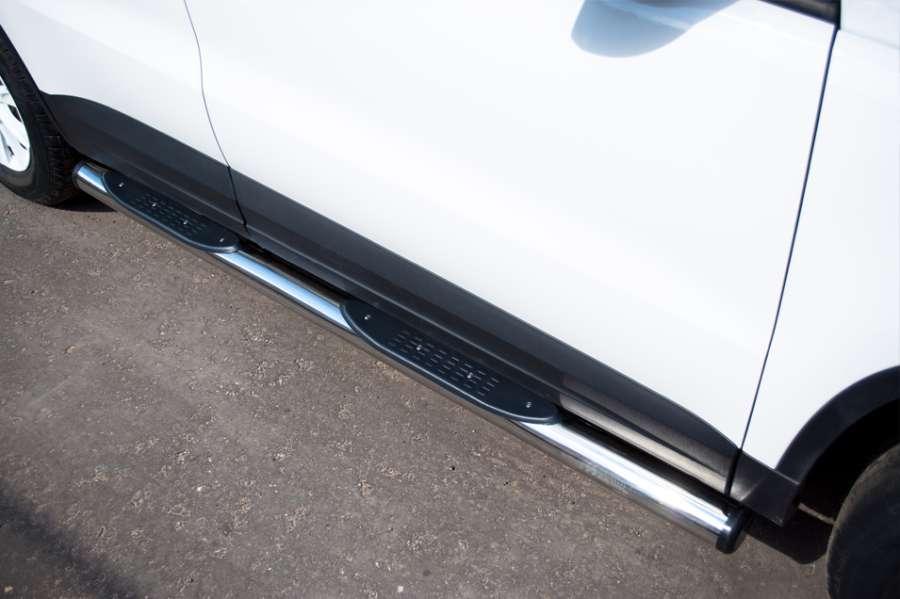 Пороги труба d76 с накладками вариант 2 для Volkswagen Tiguan Track&Field Track&Style 2011-2016, Slitkoff VGT-0004942