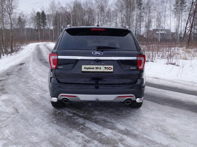 Защита задняя (уголки овальные) 75х42 для Ford Explorer 2015 (Форд Эксплорер 2015), ТСС FOREXPL16-20, TCC Тюнинг