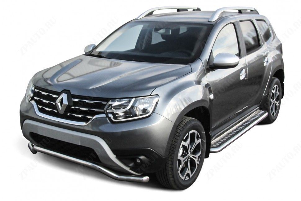 Защита переднего d57 бампера волна Renault Duster (2020-2023) Black Edition, Slitkoff, арт. RD21001BE