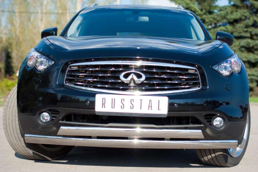 Защита переднего бампера d75x42 овал для Infiniti FX37, Slitkoff IF7Z-000702