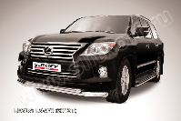 Защита переднего бампера d76+d57 двойная Lexus LX-570 (2012-2015) Black Edition, Slitkoff, арт. LLX570-12-006BE