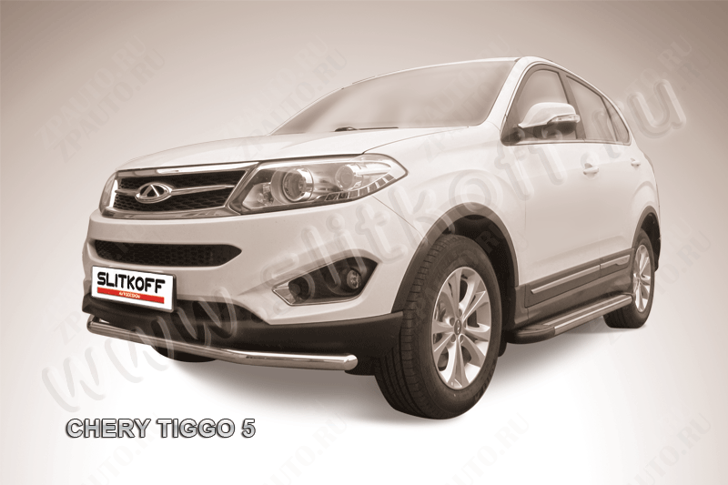 Защита переднего бампера d57 Chery Tiggo 5 (2014-2016) , Slitkoff, арт. CT5-004