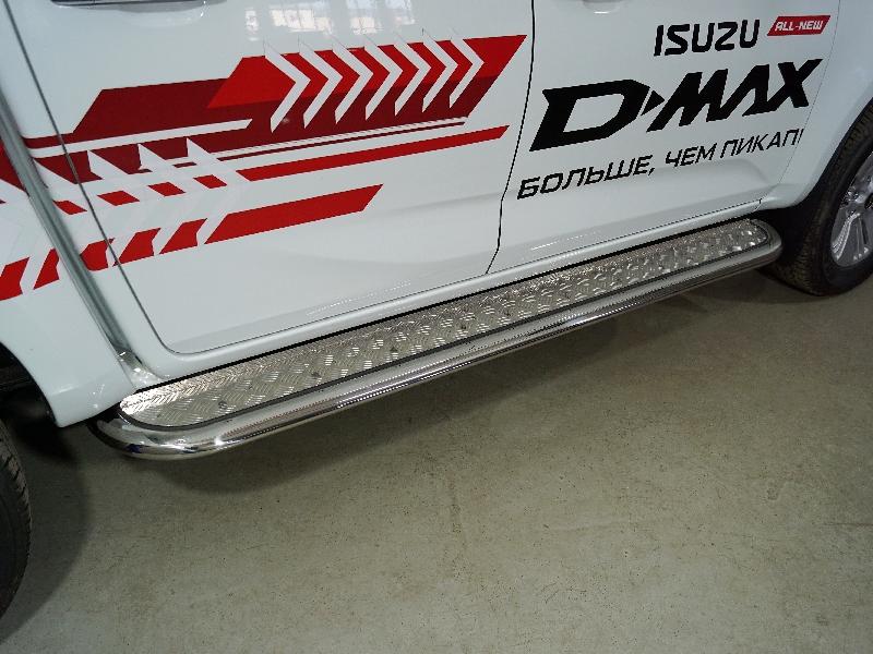 Пороги с площадкой 75х42 мм для автомобиля Isuzu D-MAX 3.0D 2019-,TCC Тюнинг ,арт. ISDMAX19-21