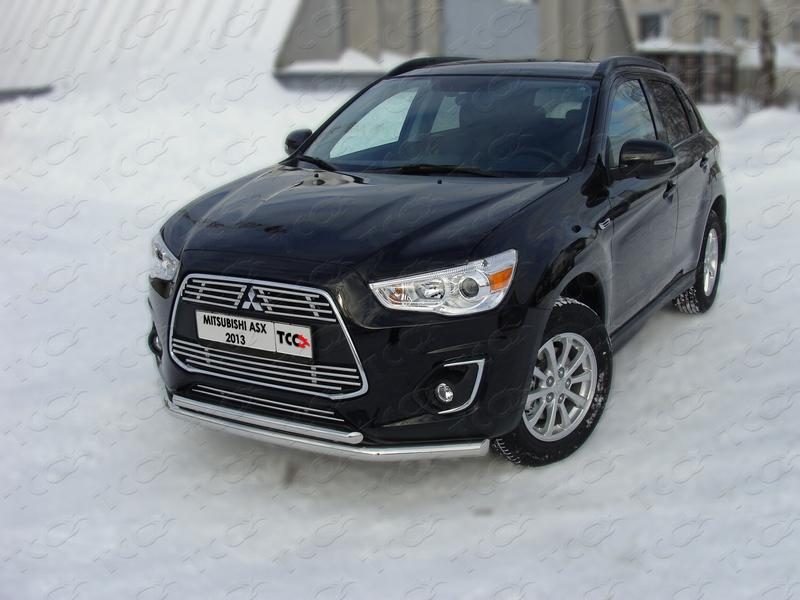 Защита передняя нижняя 60,3/42,4 мм для автомобиля Mitsubishi ASX 2013-2017, TCC Тюнинг MITSASX13-02