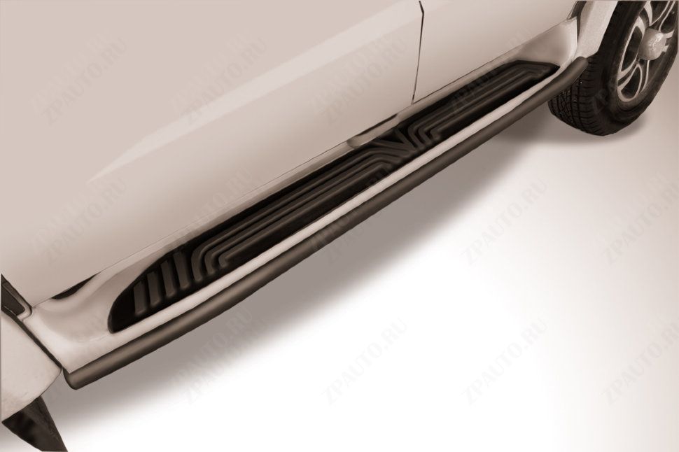 Защита штатного порога d42 черная Uaz Pickup (2014-2023) , Slitkoff, арт. UPpic14-005B