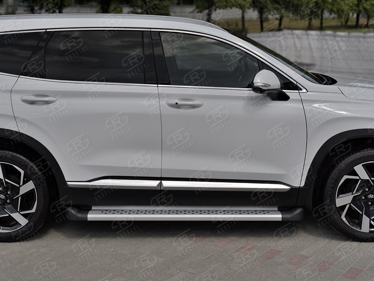 HYUNDAI SANTA FE 2021- Пороги алюминиевые "Сити" HSFA-003608