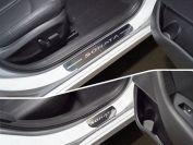 Накладки на пороги (лист зеркальный надпись Sonata) 4шт для автомобиля Hyundai Sonata 2018-