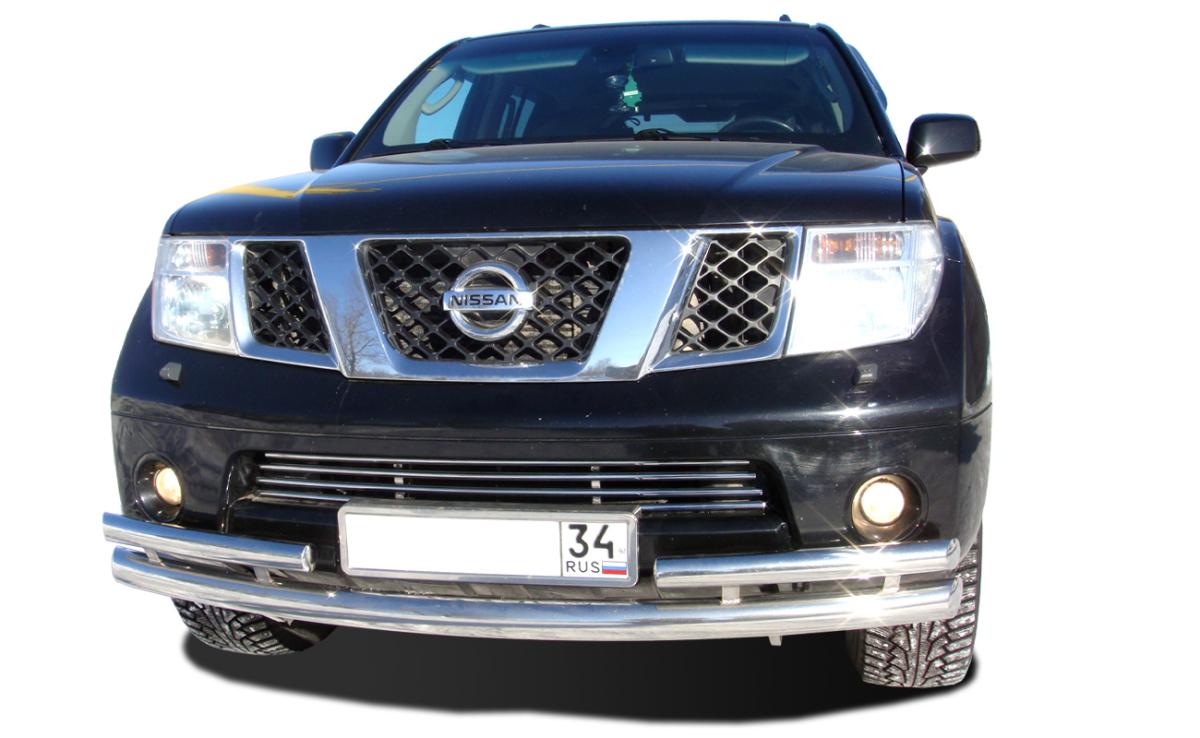 Защита переднего бампера 1 длинная 2 коротких для автомобиля NISSAN Pathfinder 2004-2010 арт. NPF.04.71