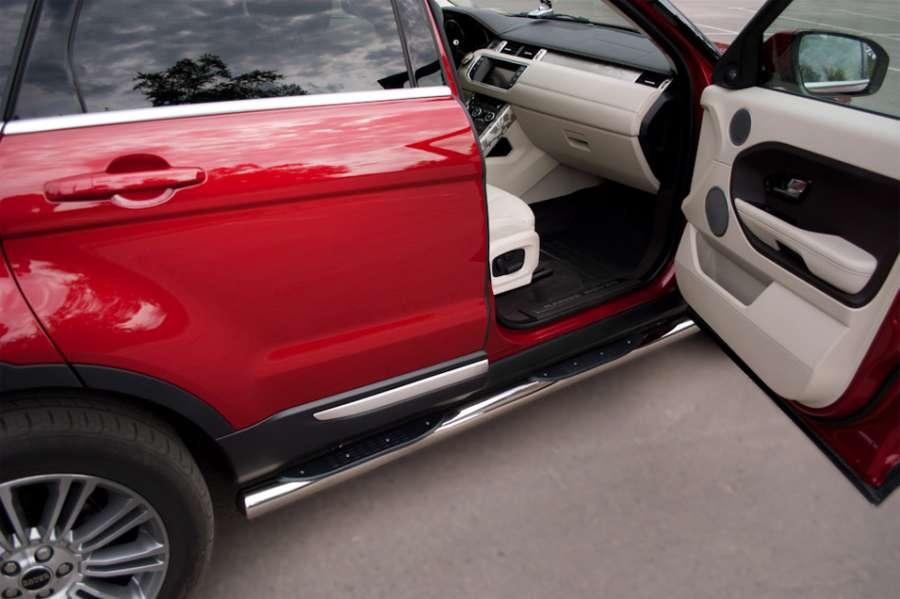 Пороги труба d76 с накладками вариант 3 для Land Rover Evoque Prestige Pure, Slitkoff REPT-0008053