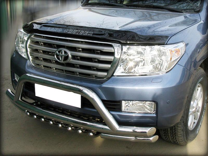 Дуга передняя по низу бампера d-76+60 радиусная с доп. защитой картера d-43 с доп. дугой для Toyota Land Cruiser 200 2007-2012, Технотек LCN_3.2