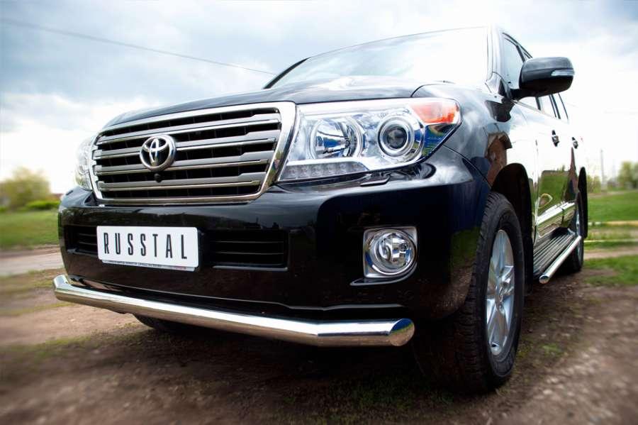 Защита переднего бампера d76L длинные для Toyota Land Cruiser 200 2012, Slitkoff TLCZ-000511