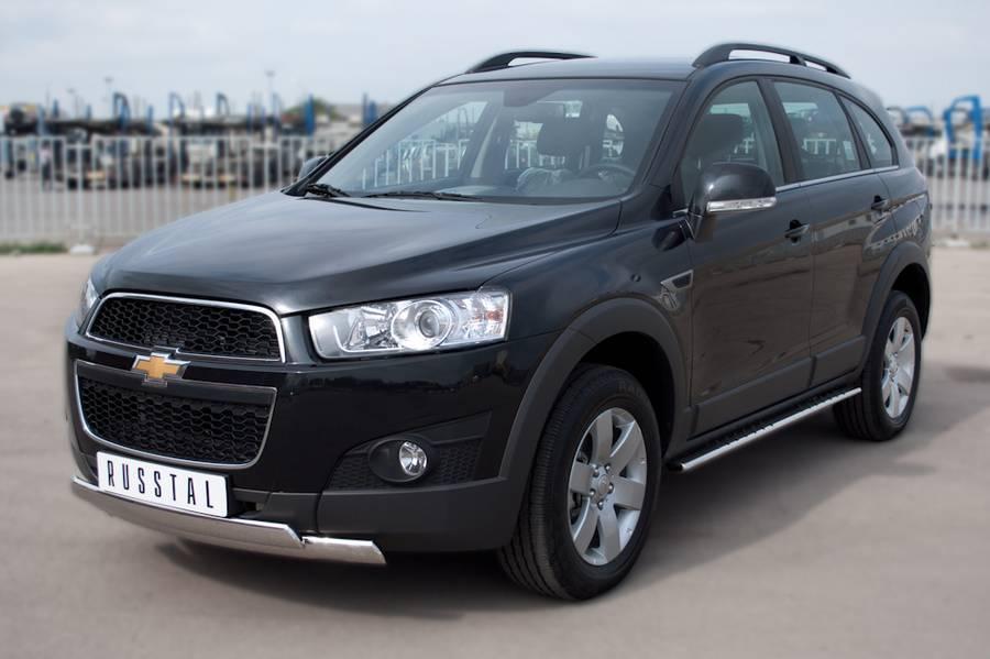 Защита переднего бампера d75x42 овал для Chevrolet Captiva 2012, Slitkoff CHCZ-000827