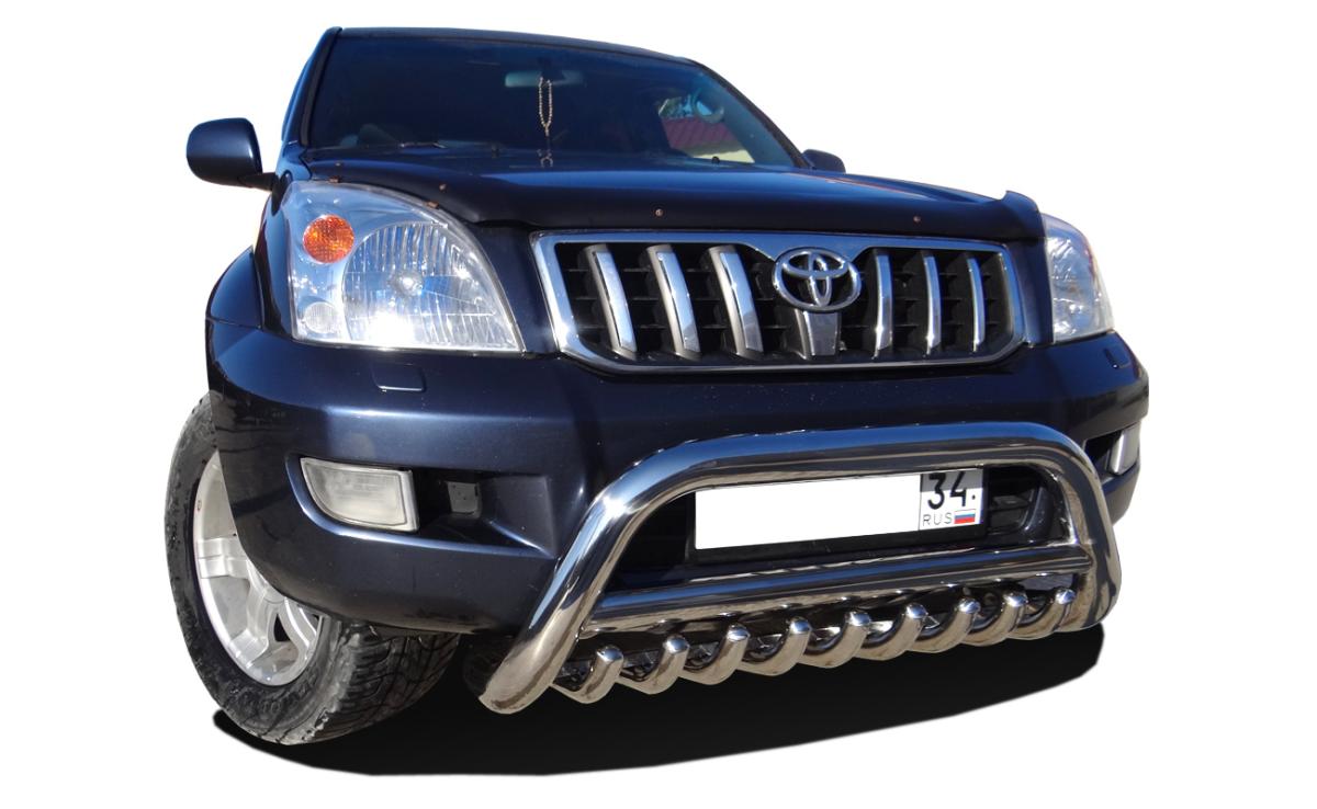 Защита переднего бампера скоба низкая + акула d76/60/42 для Toyota Land Cruiser Prado 120, TLCP120.03.76, Россия