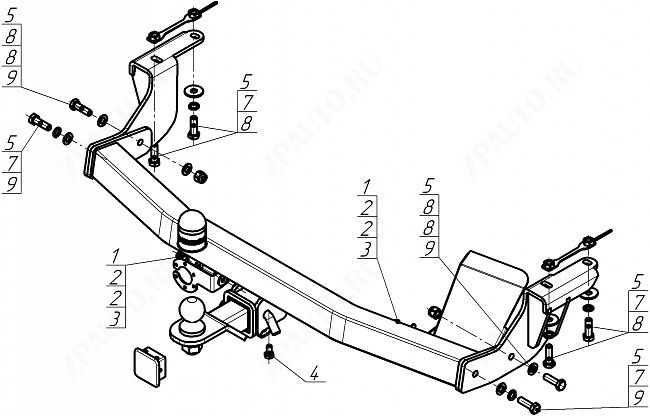 Фаркоп Changan Cs95 2023-, тип шара E, Motodor, арт. 97208-E