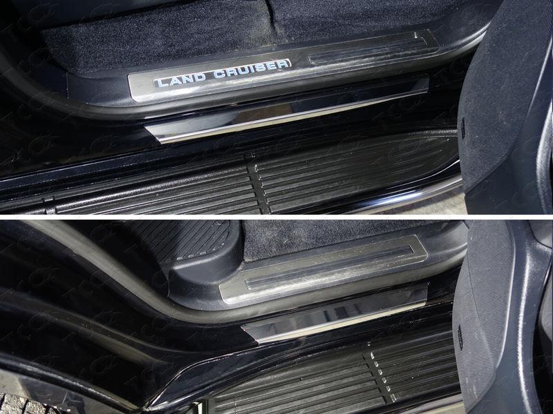 Накладки на пороги с гибом (лист зеркальный) 4шт для автомобиля Toyota Land Cruiser 200 EXECUTIVE 2016-