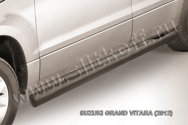 Защита порогов d76 труба черная Suzuki Grand Vitara (2012-2015) , Slitkoff, арт. SGV12005B