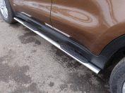 Пороги овальные с накладкой 75х42 мм для автомобиля Kia Sportage (QL) 2016-2018, TCC Тюнинг KIASPORT16-09