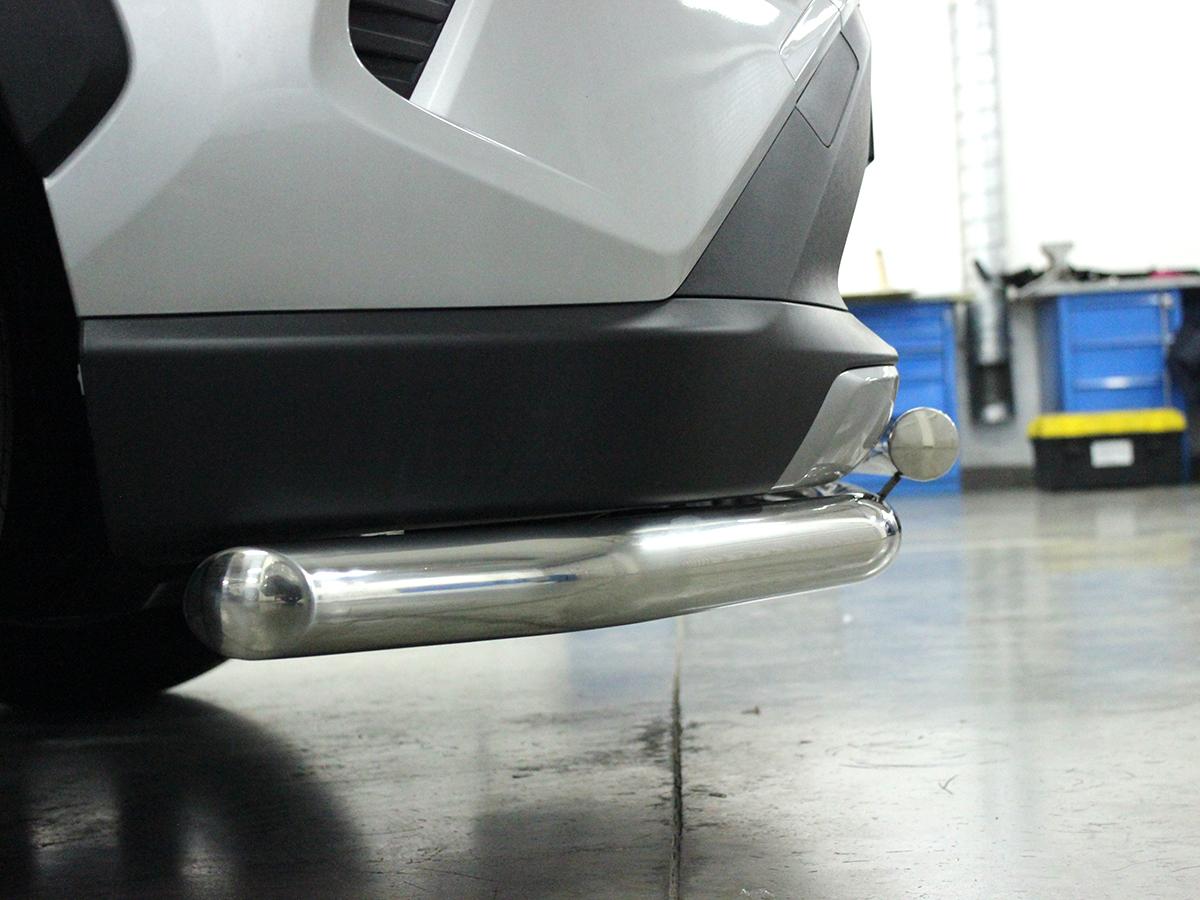 Защита переднего бампера двойная d-60+53 с четырьмя загибами для автомобиля Toyota RAV4 2019 арт. TRN19_1.2, Технотек