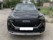 Защита переднего бампера двойная d-60+43 с четырьмя загибами для автомобиля HAVAL F7x  2022 - по наст.вр арт. HVF7X_1, 
Технотек