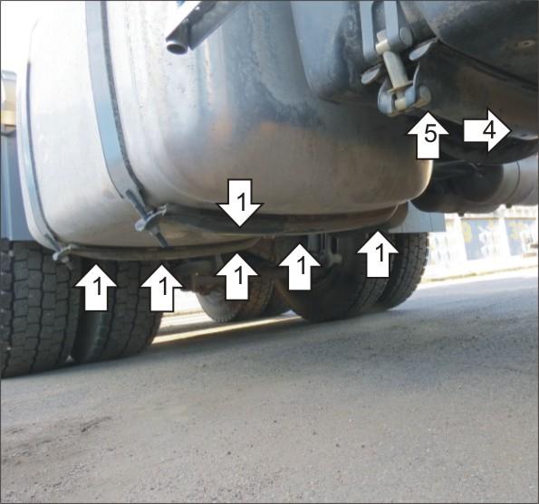 Защиты Грузовые Motodor (Бак AdBlue, Топливный бак), 4 мм, Сталь для Mercedes-benz Actros 2016- арт. 21218