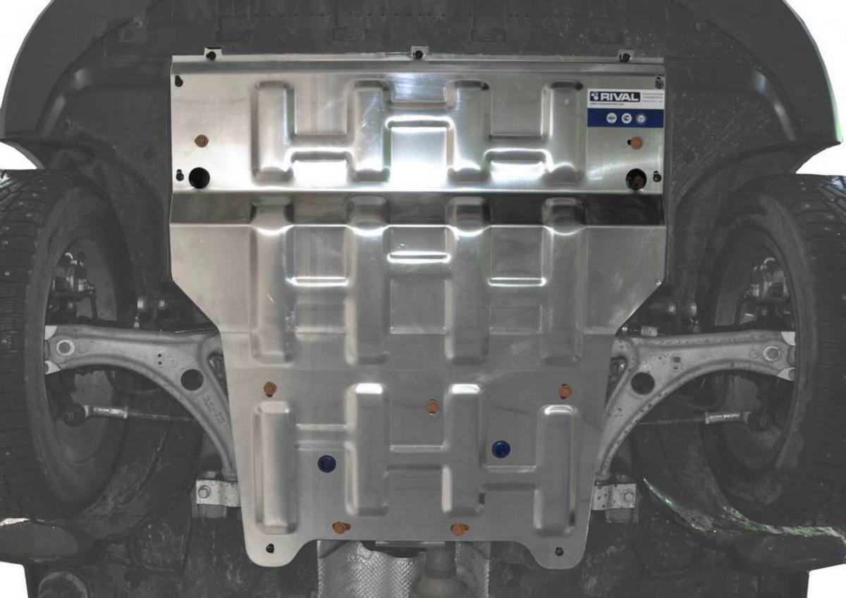 Защита картера и КПП Rival для Audi Q3 I 2011-2018, штампованная, алюминий 3 мм, с крепежом, 333.0328.1