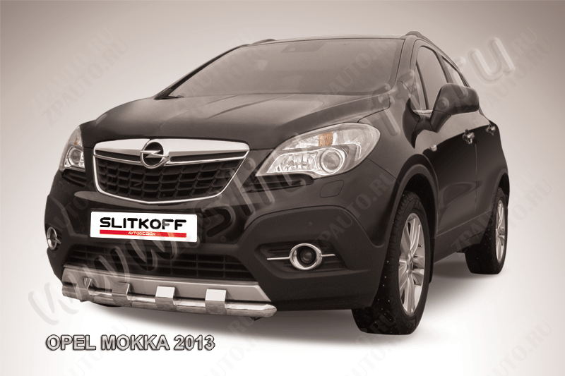Защита переднего бампера d57 с декоративным элементом Opel Mokka (2012-2016) , Slitkoff, арт. OPMOK13-004