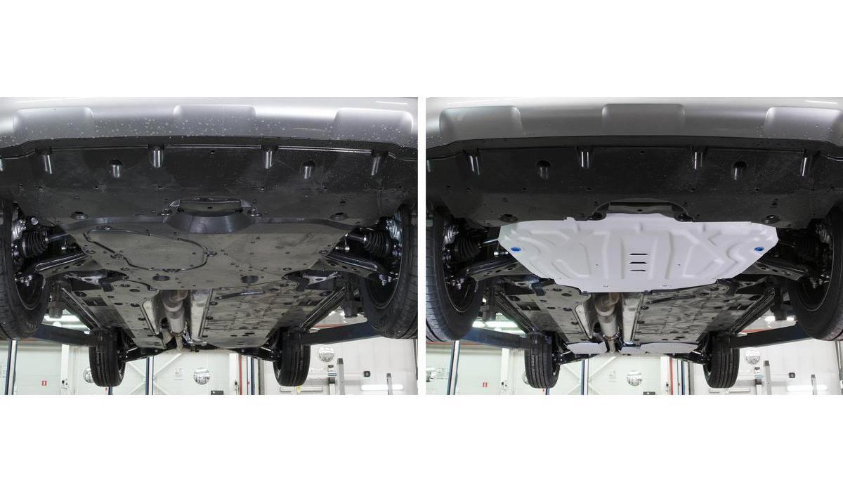 Защита картера, КПП, топливного бака и редуктора Rival для Toyota RAV4 XA50 2019-н.в., штампованная, алюминий 3 мм, с крепежом, 4 части, K333.9534.1