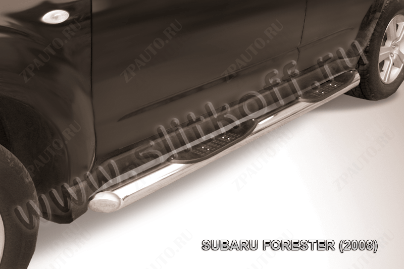 Защита порогов d76 с проступями Subaru Forester (2007-2013) , Slitkoff, арт. SF014