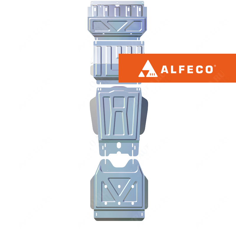 Защита  радиатора, картера, КПП и РК (4 части) Fiat Fullback 2015-2020 V-2,4 , ALFeco, алюминий 4мм, арт. ALF1447-48-49al-2