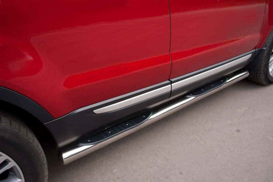 Пороги труба d76 с накладками вариант 3 для Land Rover Evoque Prestige Pure, Slitkoff REPT-0008053