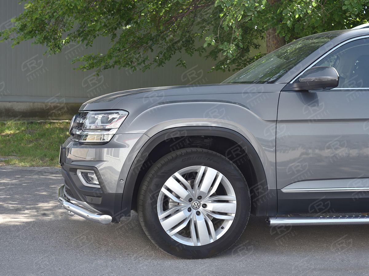 Защита переднего бампера двойная d57/42 дуга на Volkswagen Teramont 2017, Slitkoff VTMZ-002988