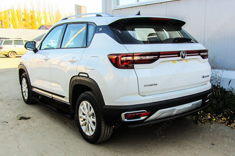 Защита заднего бампера d42 черная Changan CS35Plus (2018-2023) , Slitkoff, арт. CHANCS35P-007B