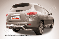 Защита заднего бампера d57 волна Nissan Pathfinder (2012-2017) Black Edition, Slitkoff, арт. NIP14-012BE
