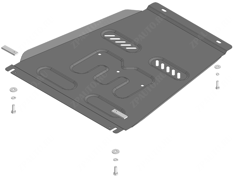 Защита стальная Мотодор (Коробка переключения передач), 2 мм,  KGM Rexton  2023- арт. 72806