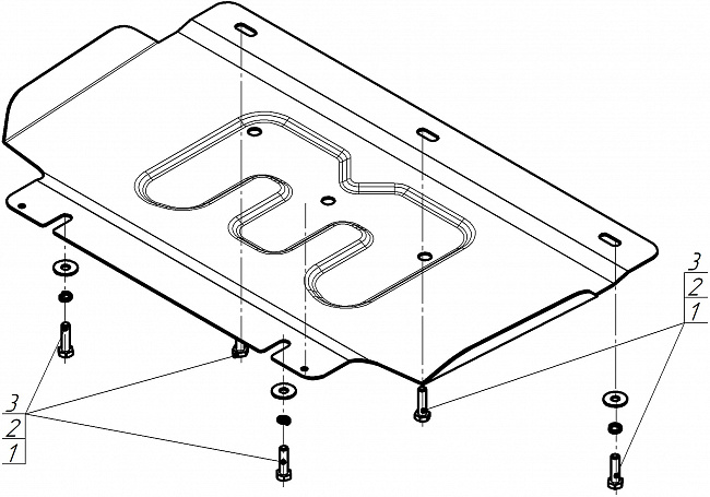 Защита стальная Мотодор (Двигатель, Передний дифференциал), 2 мм,  KGM Rexton  2023- арт. 72805