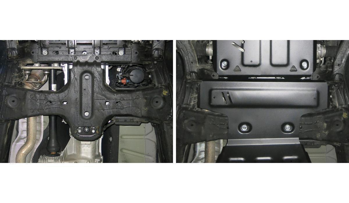 Защита КПП АвтоБроня для Volkswagen Amarok I рестайлинг (V - 2.0D; 3.0D) 2016-2019, штампованная, сталь 1.8 мм, с крепежом, 111.05852.1