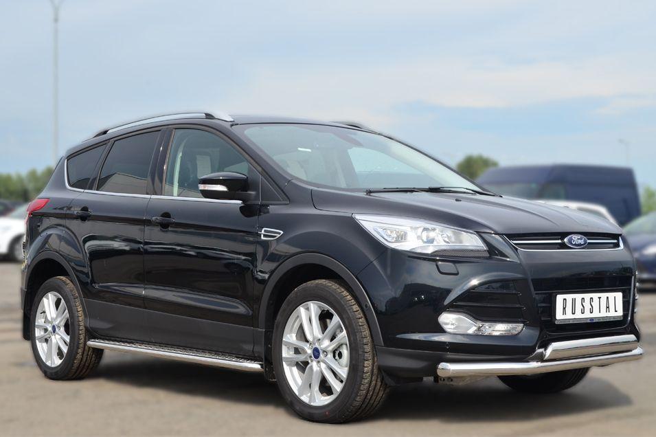 Пороги труба d42 с листом для Ford Kuga 2013, Slitkoff FGL-001382