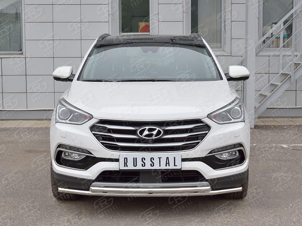 Защита переднего бампера d42/42 для Hyundai Santa Fe 2015, Slitkoff HSFPZ-002441