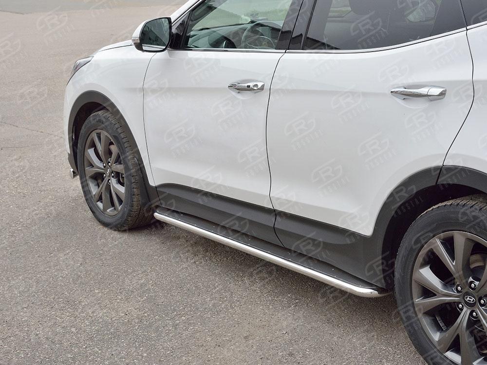 Пороги труба d42 с листом вариант 3 для Hyundai Santa Fe 2015, Slitkoff HSFPL-0024483